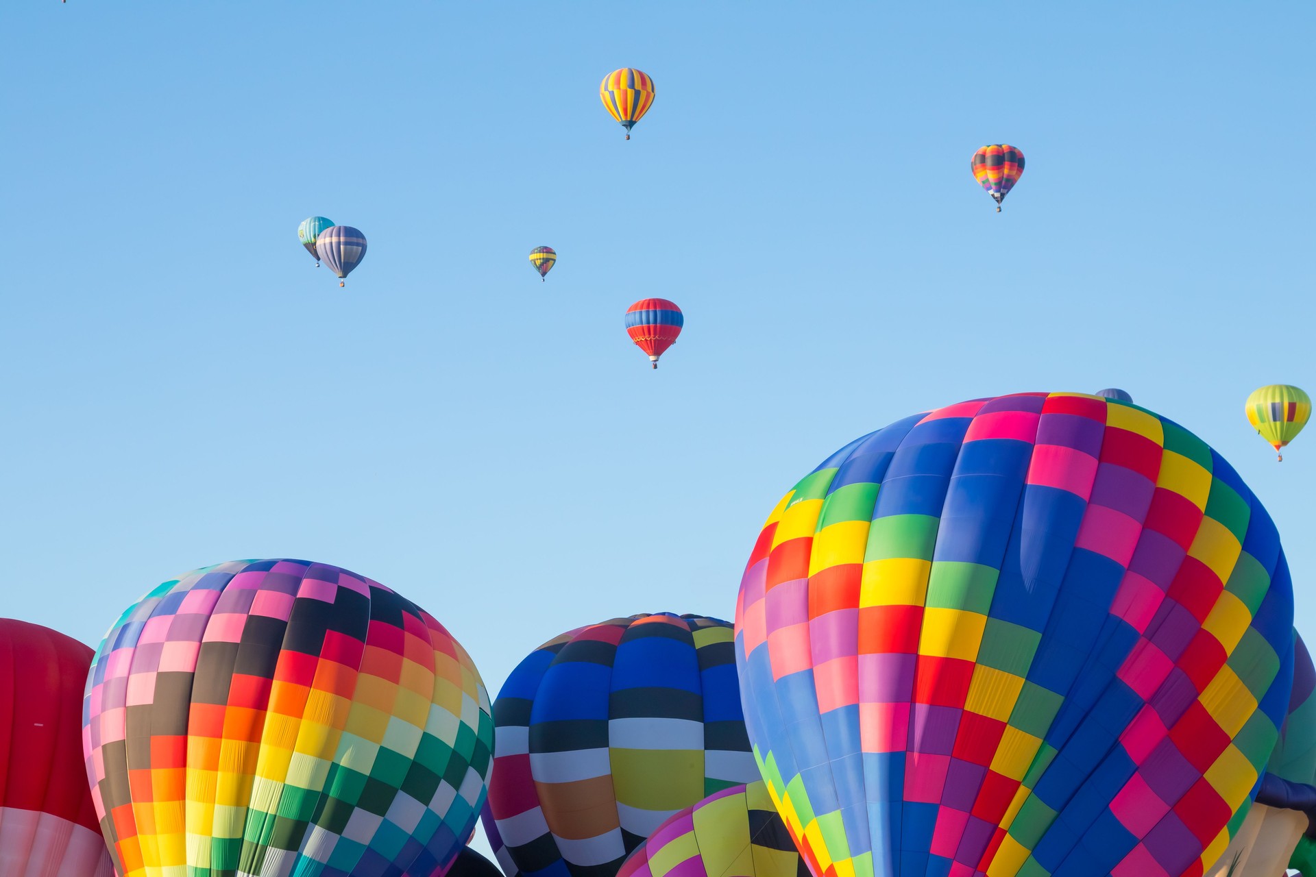 Early morning Hot Air Air Balloon inflation and Ascension